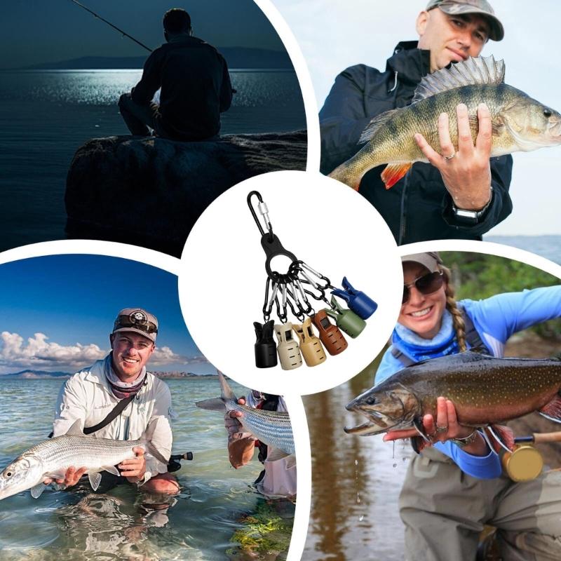 6Pcs/Set Squid Jig Baits Protector Fishing Hook Cover with Carabiner Fishing Lure Protective Caps Fishing Hook Bonnets