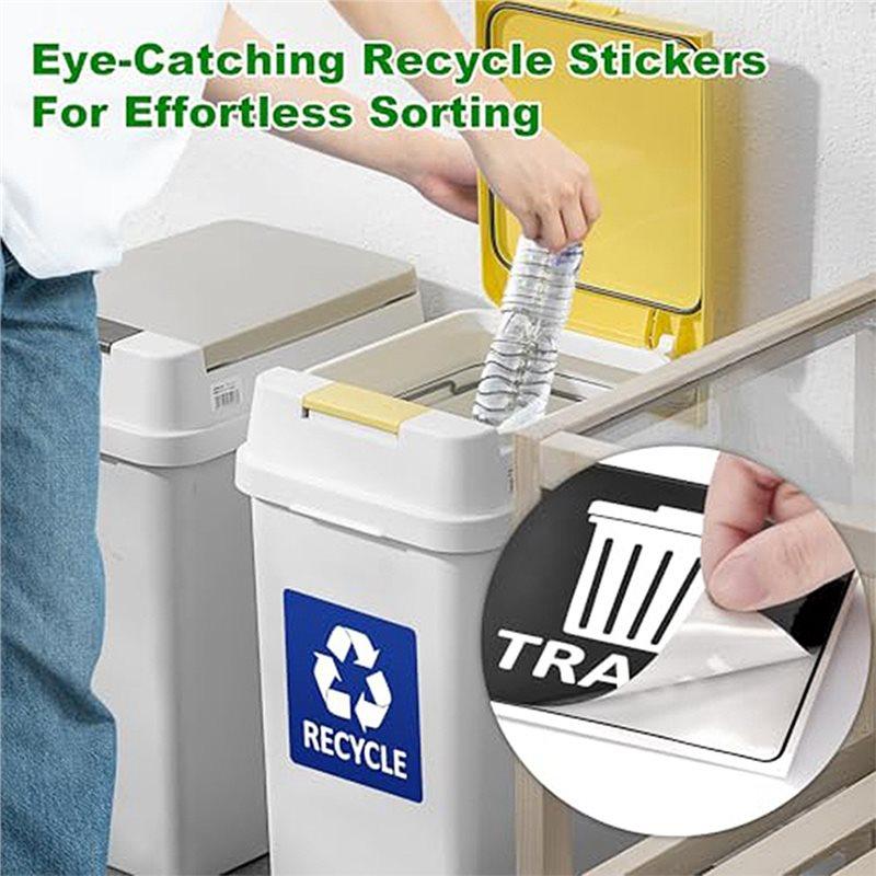 2025 Trend Waterproof Self Adhesive For Trash And Recycle Stickers For Bins, 4-Piece Set Recycling Stickers For Trash Cans Waste