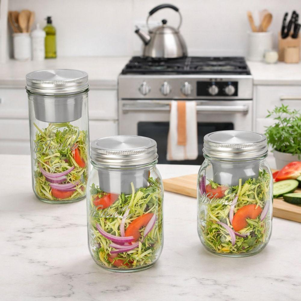 Wide Mouth Salad Glass Jars Leak-Proof Food Storage Jar Portable Salad Container  Home Office