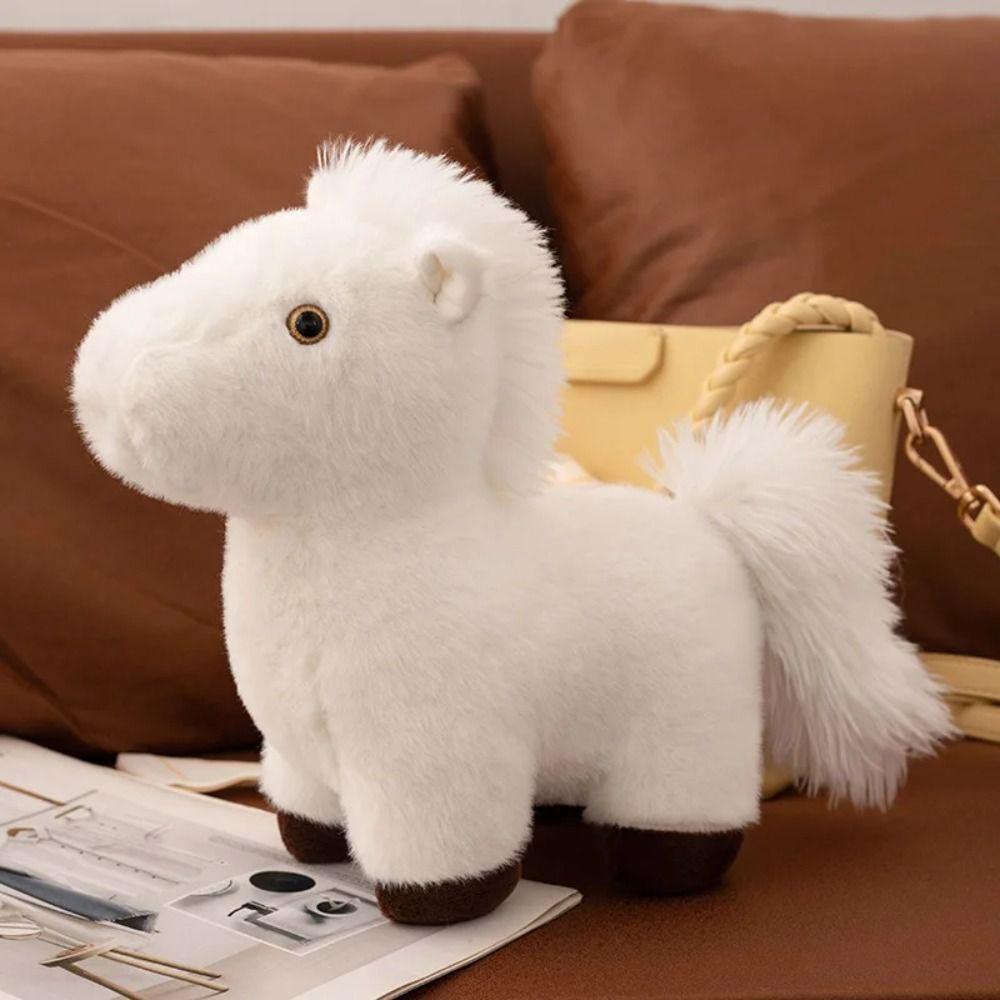 Long Mane Foal Plush Doll Simulation Cartoon Horse Stuffed Toy Horse Plush Keychain  Children