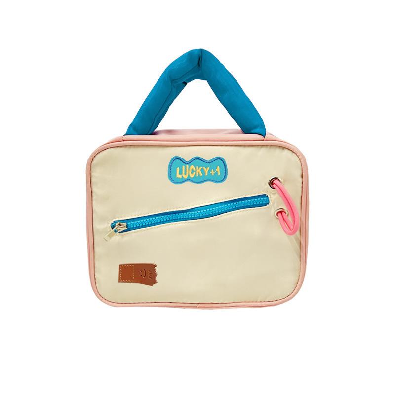 

Cute Color Block Makeup Bag Large Capacity Travel Portable Wash Bag New Personalized Storage Pouch рожевий
