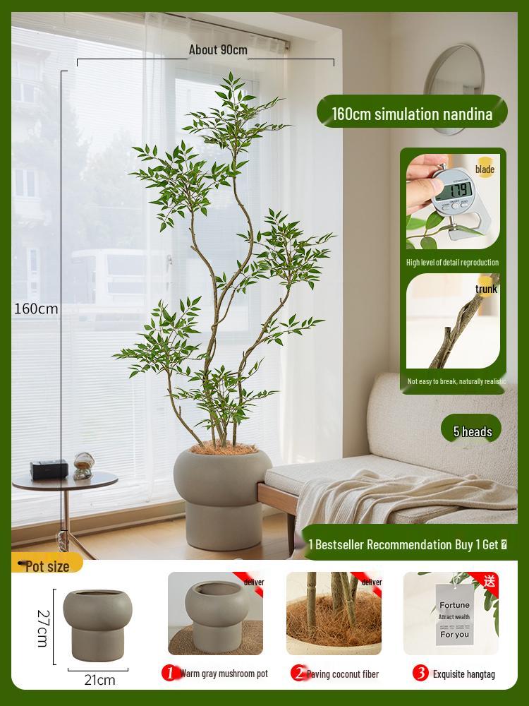 Nandina Bionics Artificial Tree: Elegant Indoor Decor, Large Potted Floor Plant