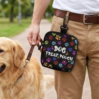 Zipper Closure Pet Training Reward Bag with Hook Transparent Window Pet Treat Pouch Leak-Proof Colorful Dog Care Bag Daily Use