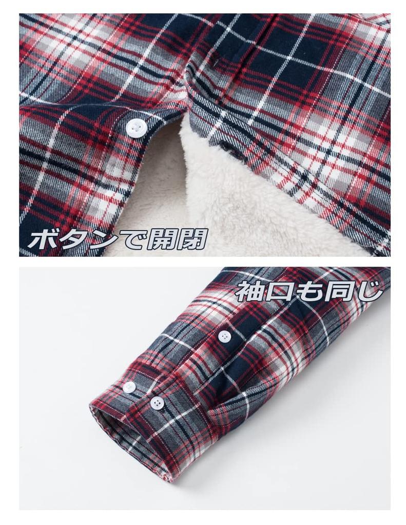 TACVASEN Check Thick and Soft Long Work Autumn Red and Size 2XL Men's Jacket, Fleece, Sleeve, Wear, Coat, Windbreaker, White,