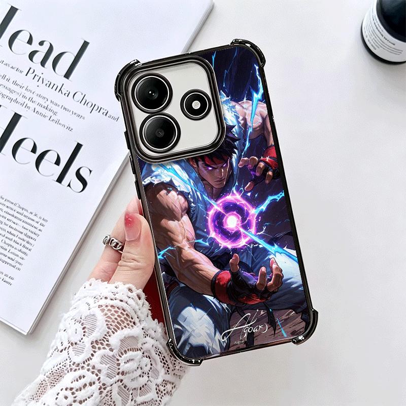 S-Street F-Fighters Soft Phone Case For Xiaomi Redmi Note 14 15 Pro Plus 13 12 11S 11T 5G 10 9S 9 Plating Anti-Fall Fundas