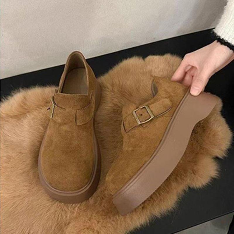 New women's autumn women's shoes single shoes retro one-pedal platform single shoes