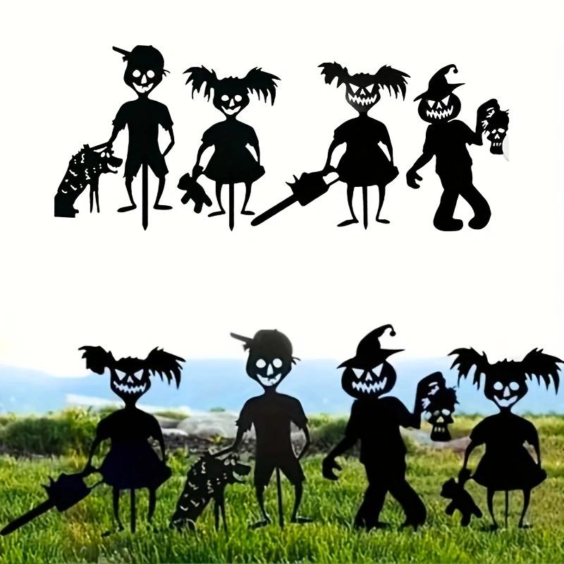 Scary Zombies Alloy Garden Stake Decorations, Eye Catching Front Yard Horror Decor, Craft with Scary Black Decorative Pile for Halloween Party