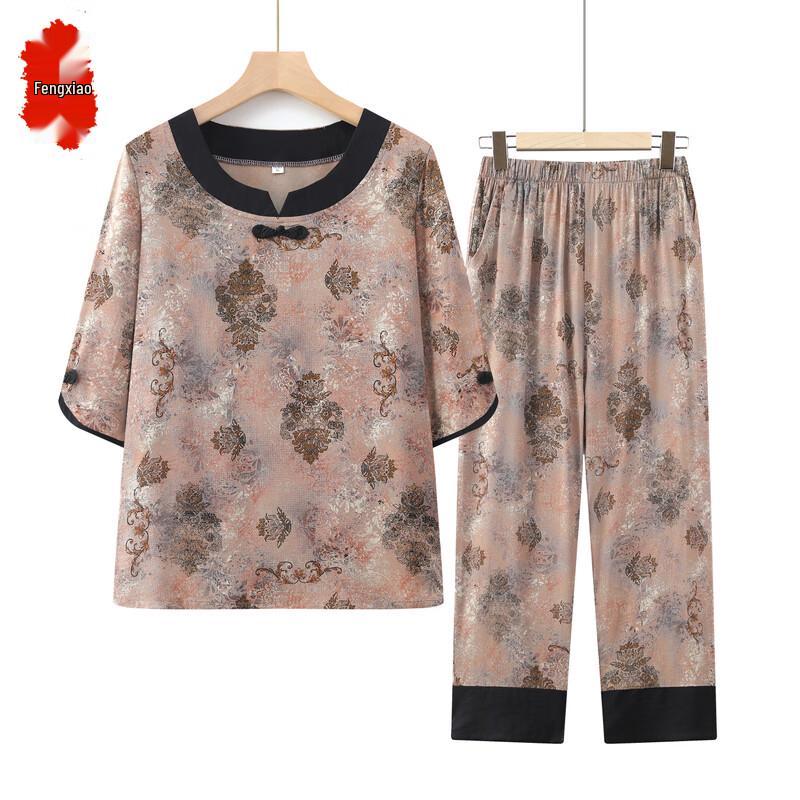 Elderly Women s Summer Round Neck Casual Top 4XL