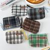 British Style Plaid Wool Coin Purse - Retro Mini Clutch