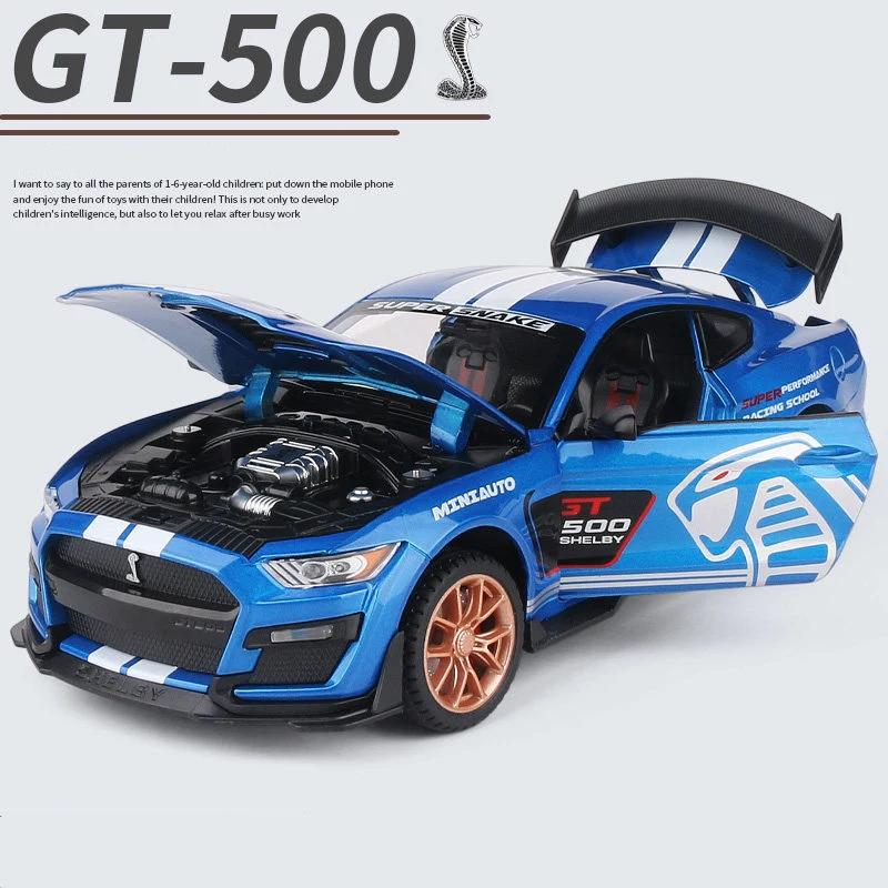 1:32 Ford Mustang Shelby GT500 Alloy Sports Car Model Diecast Metal Car Model Simulation Sound and Light Collection Kid Toy Gift