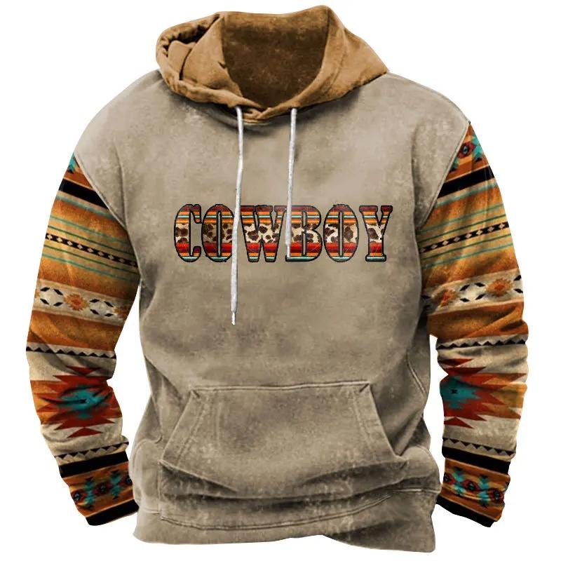 Vintage Graphic Men's Hoodies Indian Traditional Print Pullovers Oversized Casual Hooded Sweatshirts Ropa Hombre Unisex Clothing