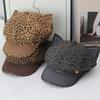 American retro spice girl leopard print octagonal hat women's big head circumference duck tongue newsboy hat European and American cartoon face small