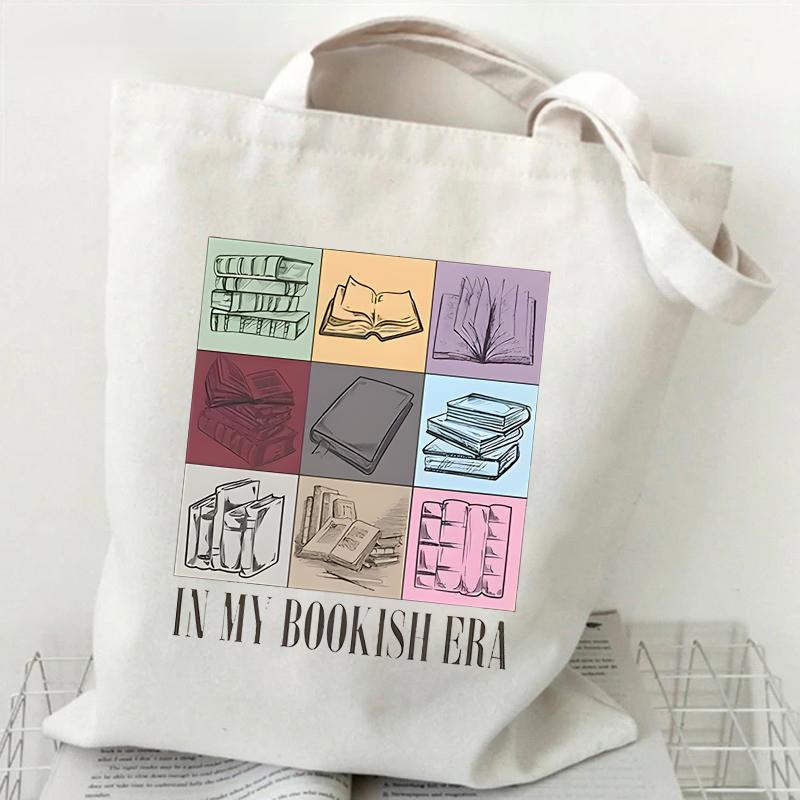 

Графическая сумка-тоут для читательских клубов, женская винтажная сумка для покупок в стиле книжного червя, для концертных туров, для любителей книг, многоразовая сумка на плечо, холщовая сумка