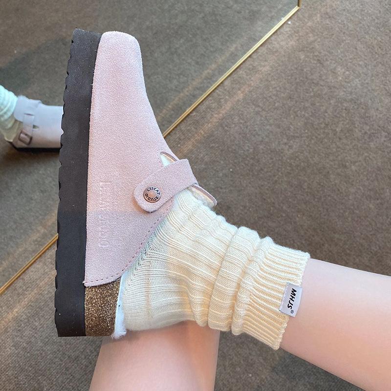 

Slippers cotton women s thick-soled home shoes women s autumn and winter 2025 new plush plush outer wear bag head height increased by half 40