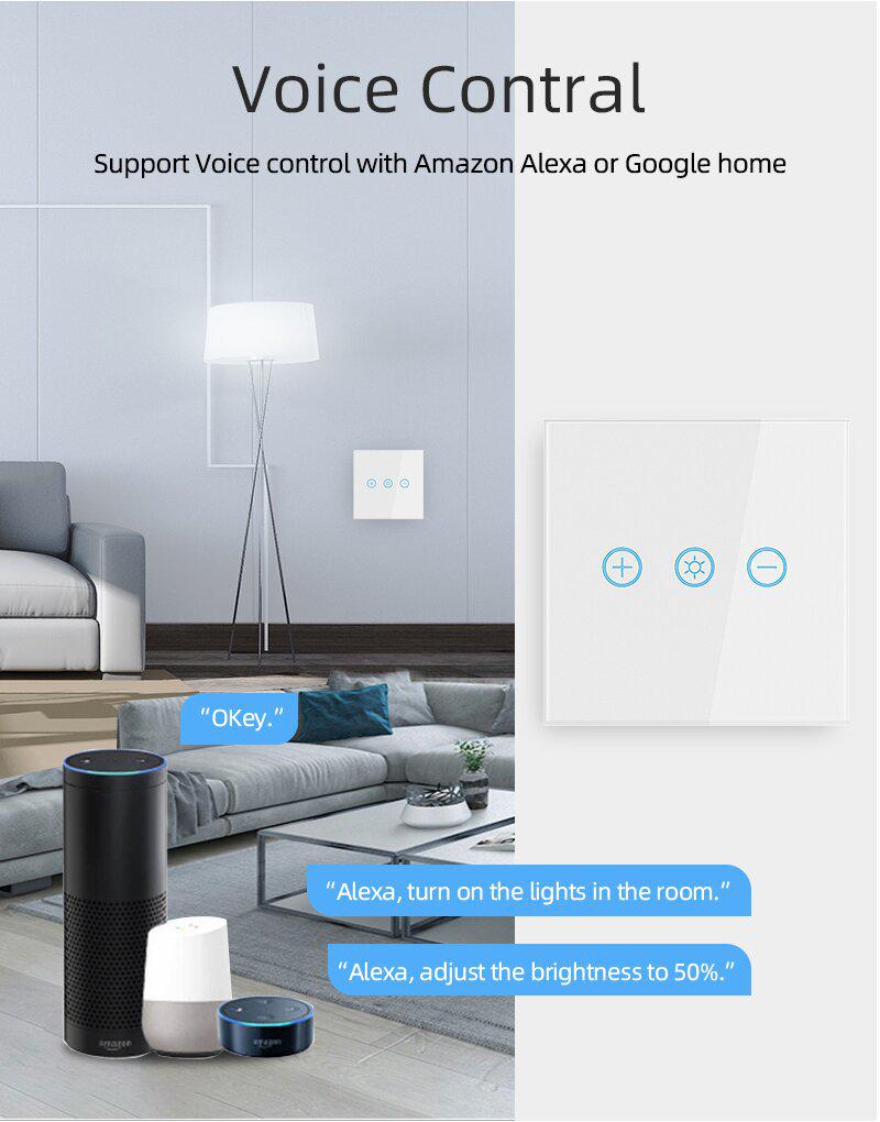Graffiti WiFi Touch-Dimmer-Schalter mit Alexa-Sprachsteuerung & App-Fernsteuerung