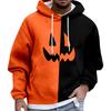 Men's Halloween Hoodie Funny Pumpkin Face Hoodie Scary Long Sleeve Top