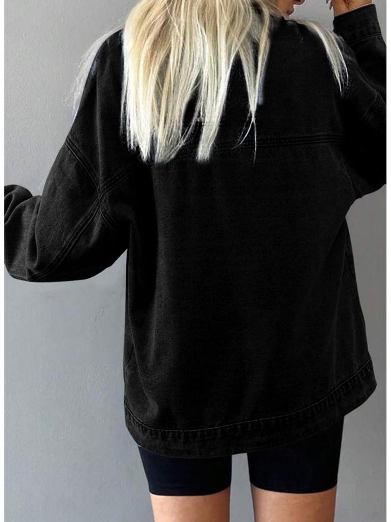 2026 Women’s Loose Denim Jacket with Pockets - European/American Spring & Autumn Style