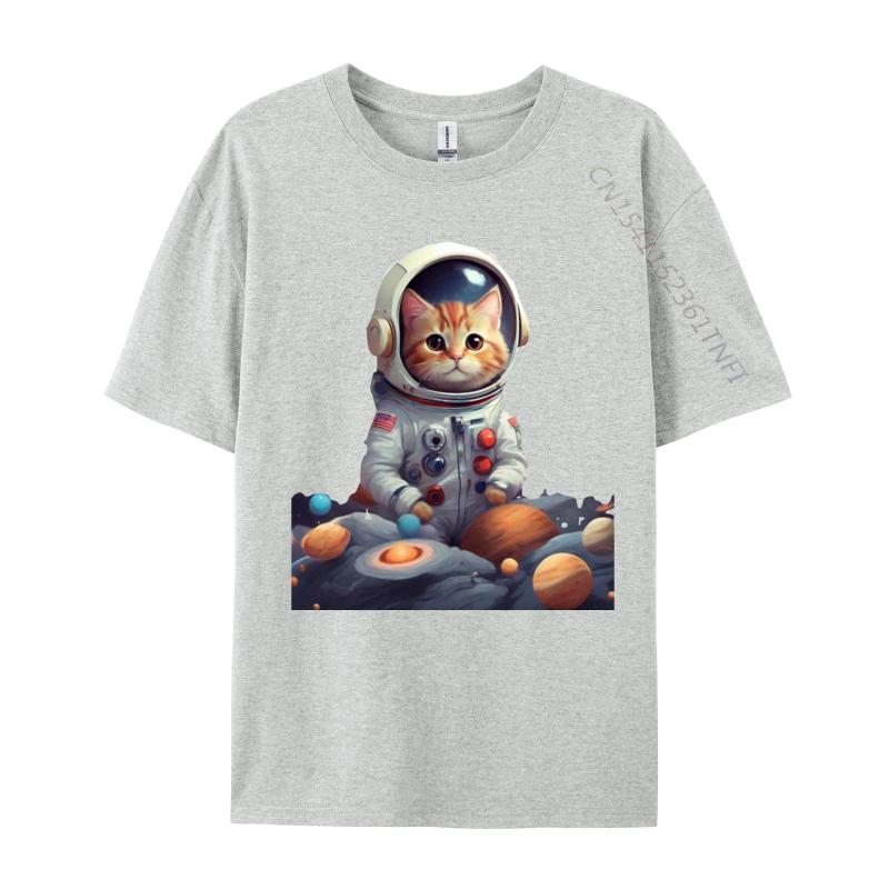 Space Cat TShirt Discount VALENTINE DAY Premium Cotton Tops Tees Tops Shirts Cat In Space Funny Shirts