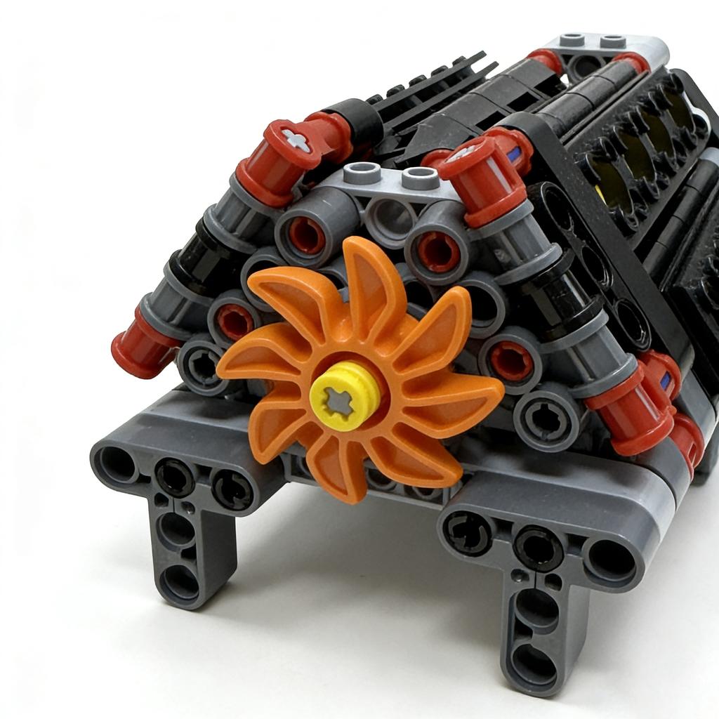Moc V16 Transparent Building Block Engine Six-Speed Transmission Mechanical Group Kid Model Education Toys Gifts Building Block