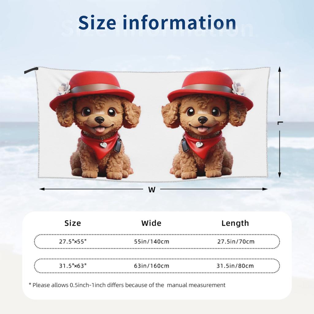 Cane Barbone Toy carino sorridente cartone animato v2 Telo da Spiaggia Morbida Microfibra Asciugatura Rapida Assorbente Asciugamani Rapidi Per Bagno