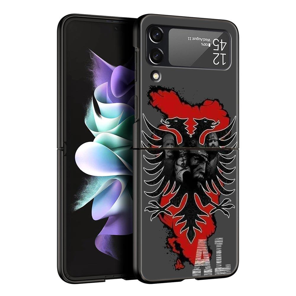 Albania Flag Phone Case for Samsung Galaxy Z Flip 3 4 5 Folding Mobile Black Shell For Samsung Z Flip3 Flip4 Flip5 PC Hard Cover
