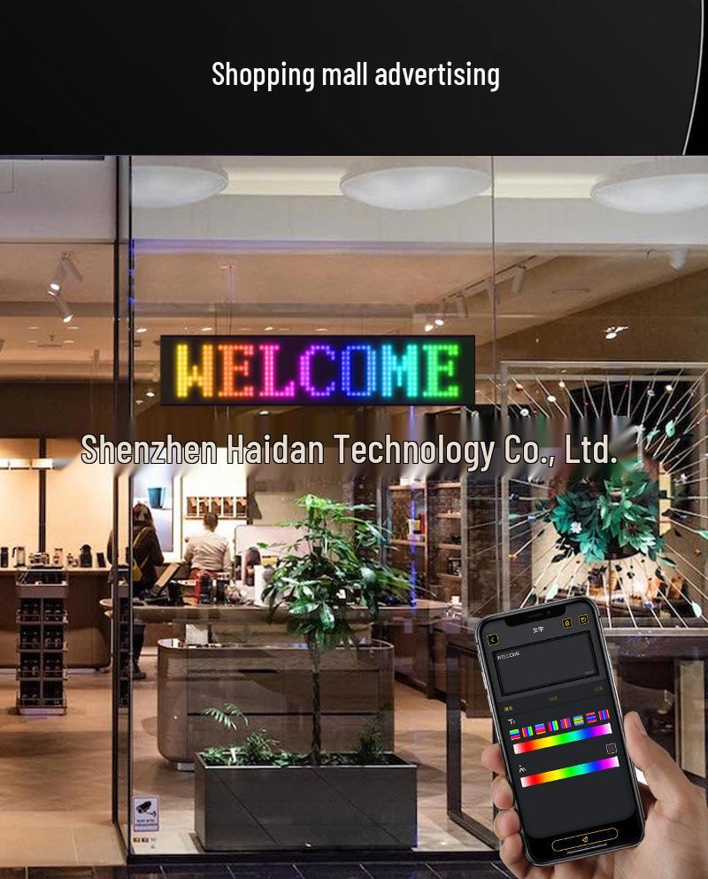 LED Bluetooth Smart Display: USB-Powered Flexible Full-Color Advertising Screen for Cars