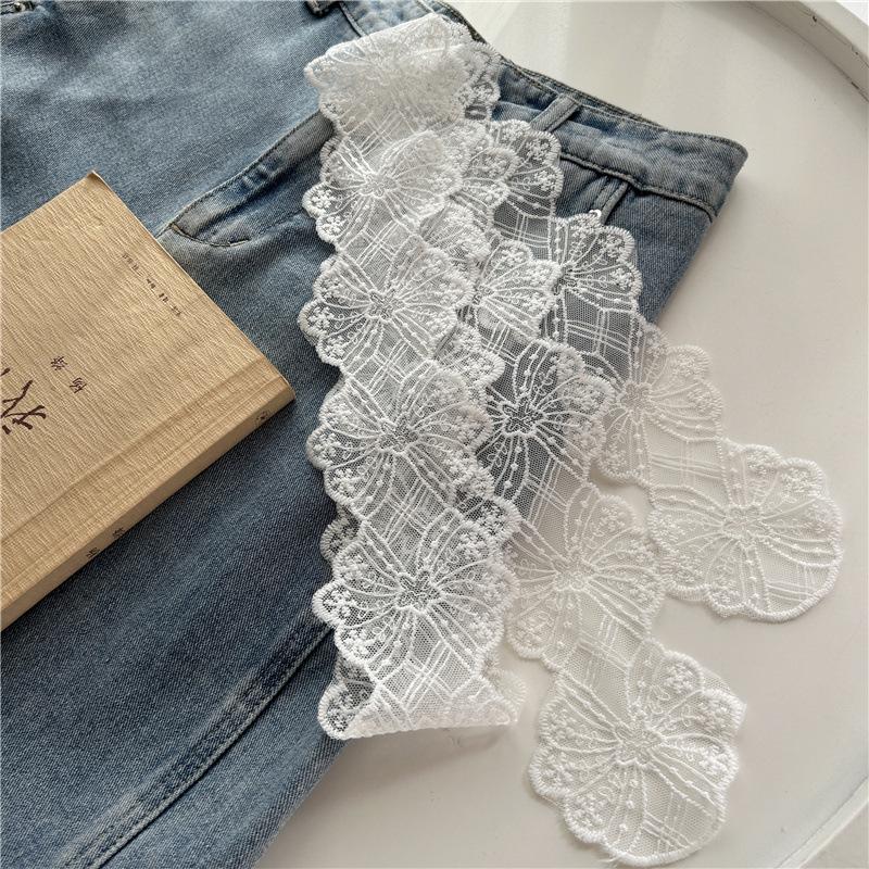 Unique Y2k Long Lace Waistband Floral Bow Lace Waist Belt Thin Tie Up Dress Jeans Belt Lace Ribbon Scarves Hairband