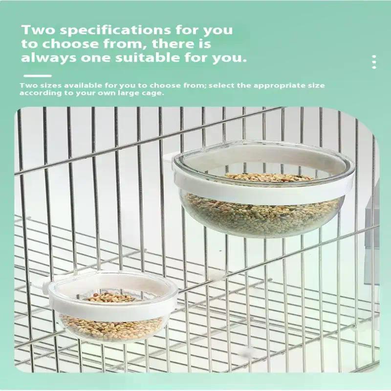 Bird Feeding Bowl Detachable Transparent Plastic Food Cup for Cage Convenient Hanging Seed Water Feeder Parrots