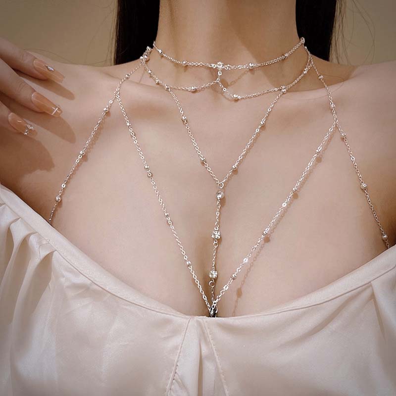 

Блестящие стразы кисточка сексуальная цепочка на грудь для женщин девушек модная металлическая цепочка-бра крест бикини внутри полая цепочка для тела циркон