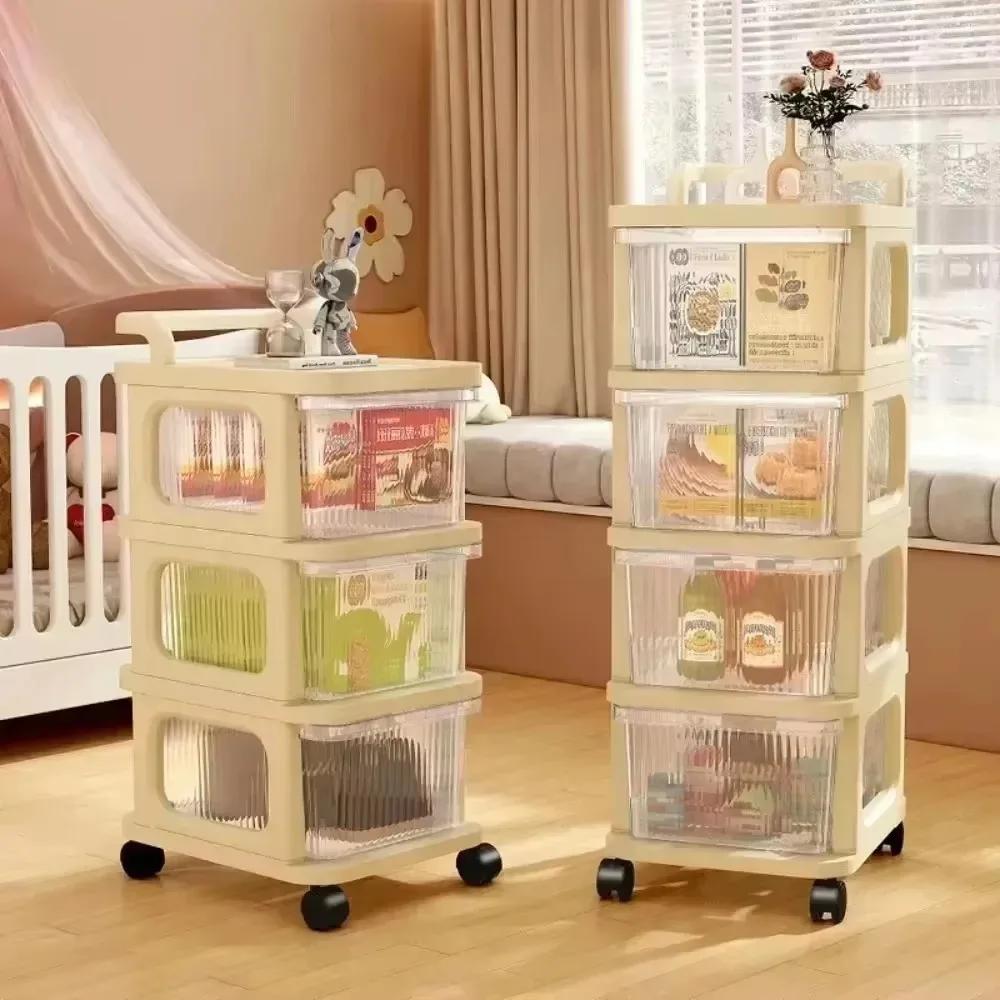 Transparent Trolley Drawer-Type Multifunction Acrylic Snack Toy Organizer Cabinet Multi-Layer Simple Cart Drawer Storage Shelves