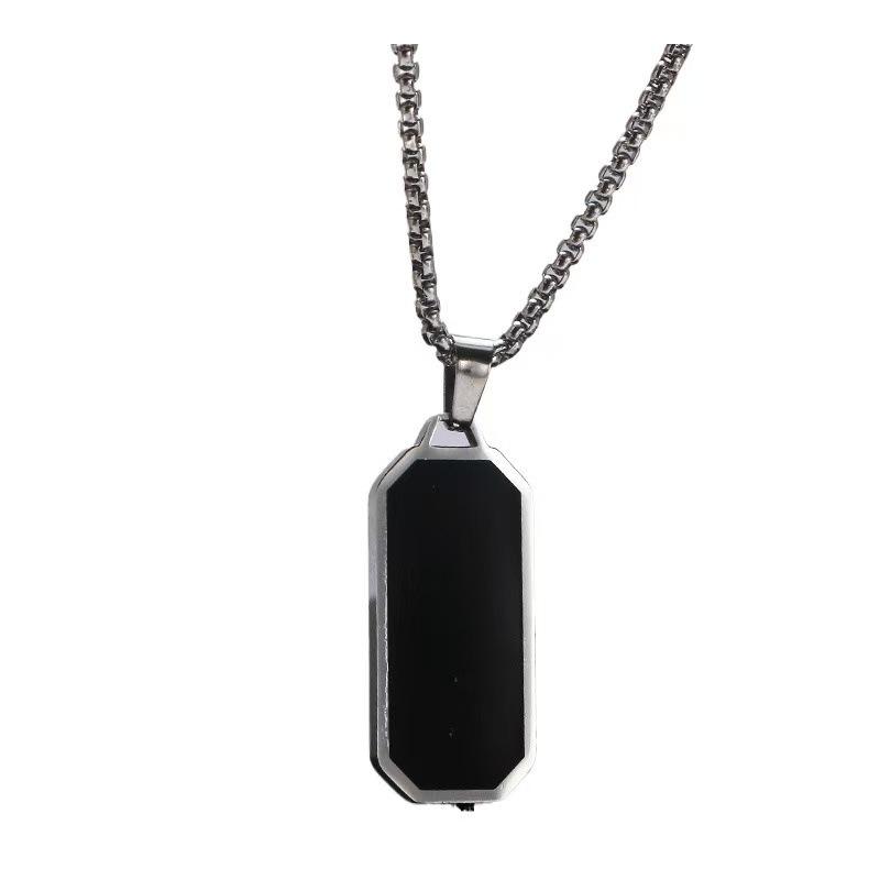 Hip-hop Punk Stainless Steel Geometric Square Pendant Necklace for Men Men Women Personality Simple Collar Chain Jewelry Gifts