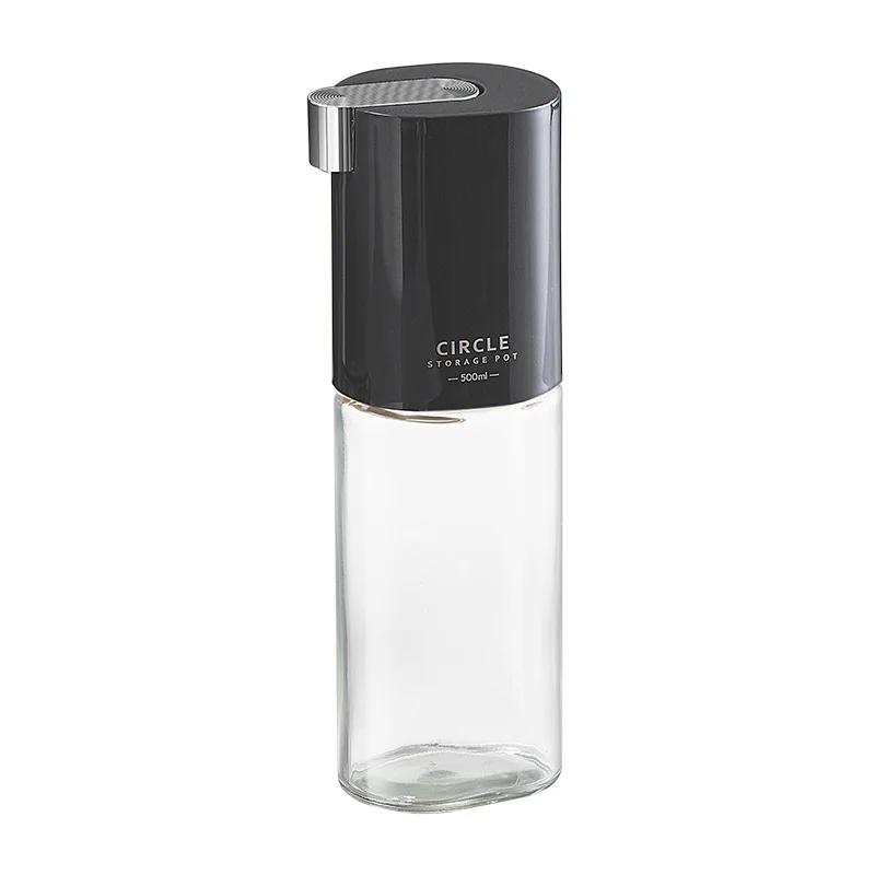 

500 мл стеклянная бутылка для масла с автоматическим открытием, контейнер для приправ из оливкового масла, дозатор соевого соуса, уксуса, кухонные принадлежности чёрный