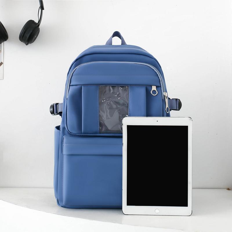 Four-Piece Backpack Set Girls Large Capacity Backpack Solid Color Junior High School Student School Bag