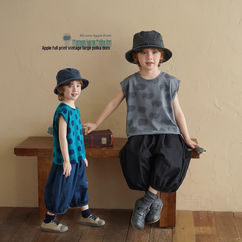 Boys  Pure Cotton Polka Dot Sleeveless Vest 110
