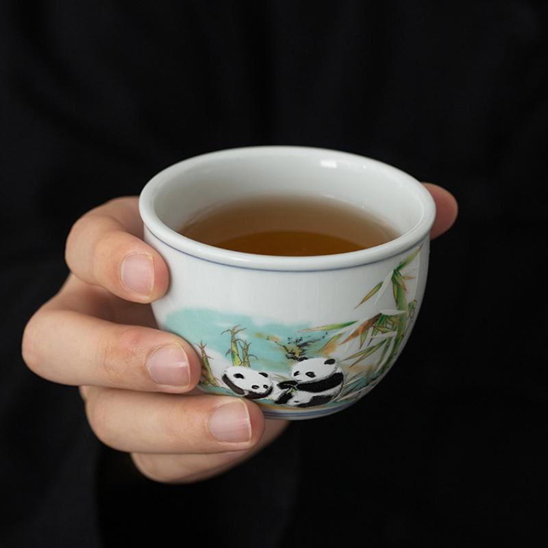 Cute Panda Chinese Kung Fu Tea Sets - Ceramic Tea Pot with Infuser Tea Cup Tea Can Gift Box,Cartoon Panda Tea Set for Business Festival Friend Gifts