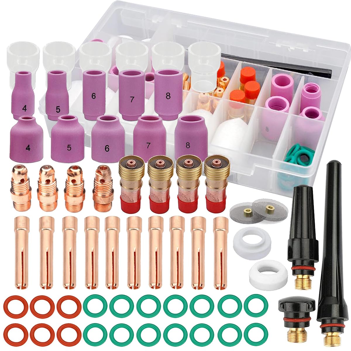 

EATBALE61pcs TIG Welding Torch Stubby Gas Lens Pyrex Glass Cup Kit for #12 WP-17/18/26