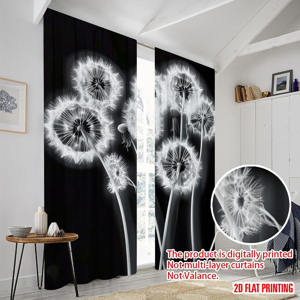 2pcs,2D Plane Printing Curtains Roller Blinds Ethereal Dandelions Polyester Fabric (without Rod) Versatile All Use for Bedroom,