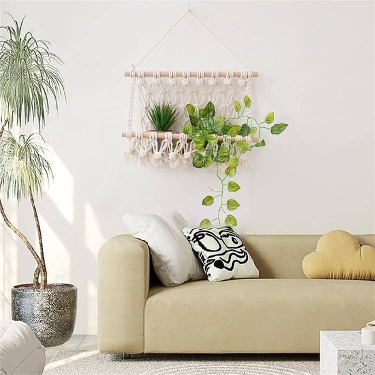 Sturdy Handcrafted Cotton Rope Hangings Book Shelf Storage Rack for Small Items