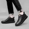 Mens Sneakers Genuine Leather Men's Boots Winter Platform Warm Fur Ankle Short Lace Up Novelty Concise Casual Work Shoes Botas