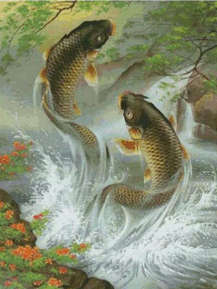 5D-Diamantmalerei zum Selbermachen, Tiere, volle Diamant-Mosaik-Stickerei, Cartoon-Fisch und Vogel, Kreuz-Stickerei-Set, Kunst, Heimdekoration