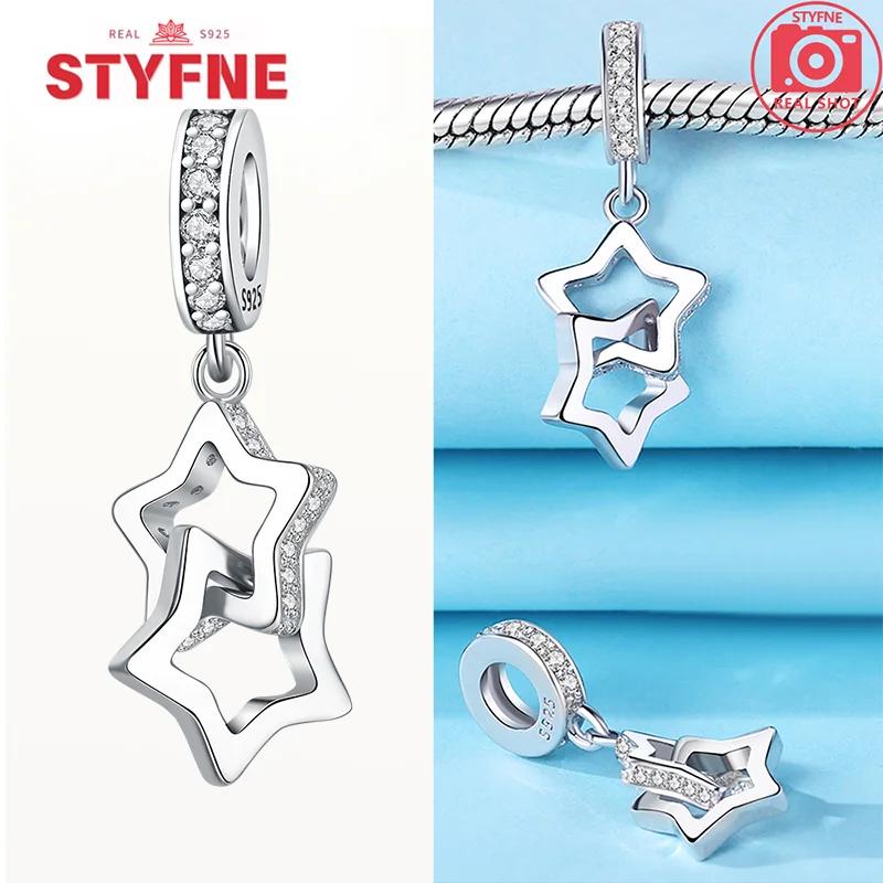 Copper Original Star Charms Shiny Zircon Beads Pendants Charm Fit Original Elegant Bracelet Diy Fine Jewelry Gift For Women