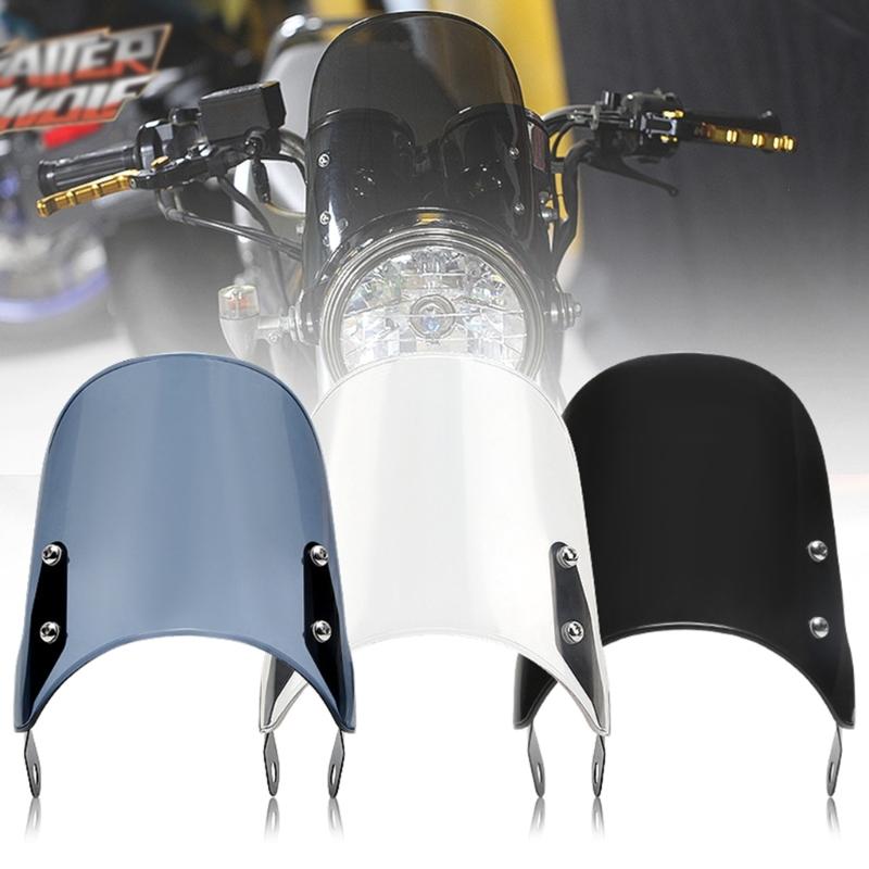 Motorcycle Wind Deflector Universal Motorcycle Modified Windshield Windscreen Easy Intallation for 5-7 Inch Headlights