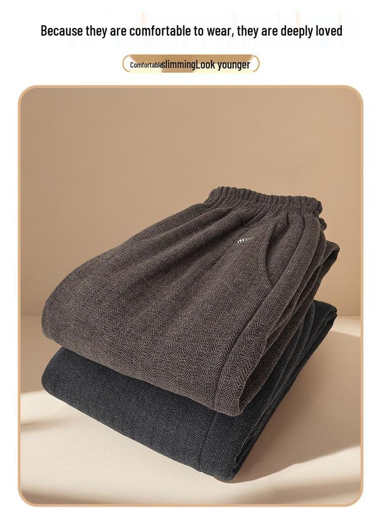 Grandma's Fleece-Lined Warm Straight-Leg Pants: Casual for Autumn and Winter, Perfect for Middle-Aged and Elderly Women