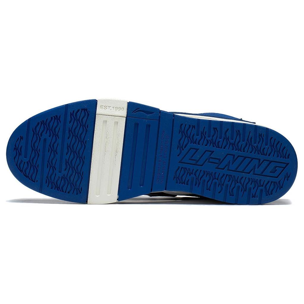 Li Ning Wave PRO Synthetic Leather Slip Resistant Abrasion Resistant Low top Skateboard Shoes Men's White Blue AECT013-2