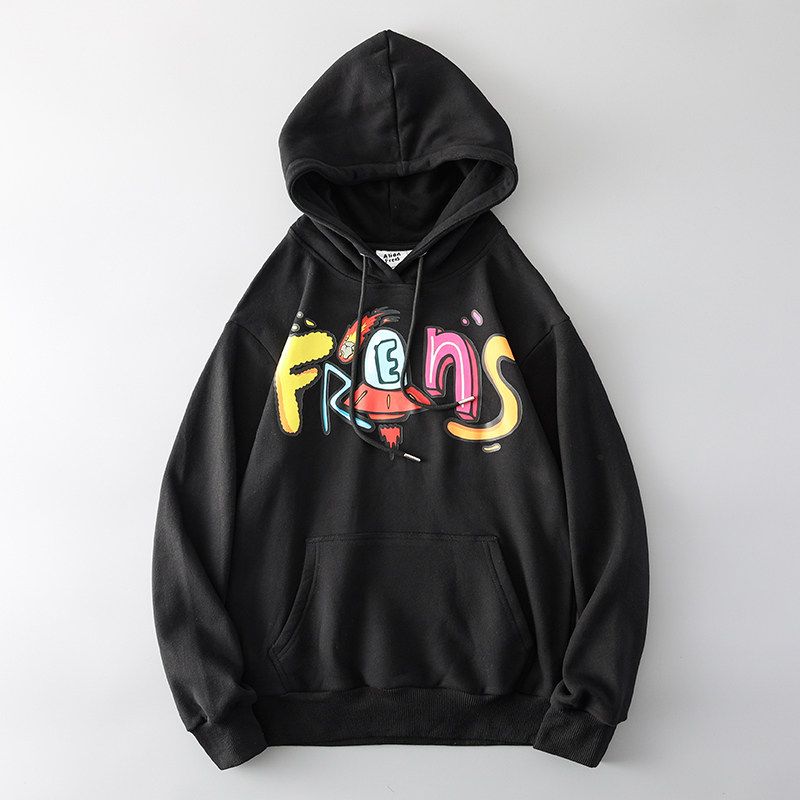 Heavy Weight American Spring and Autumn Pullover Export Sports Sweatshirt Black XL