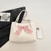 Fashion Cute Chic Pink Bowknot Tote Bag Female Soft PU Leather Ladies Large Handbag Korean Commuter Shoulder Bags Novelty Purse