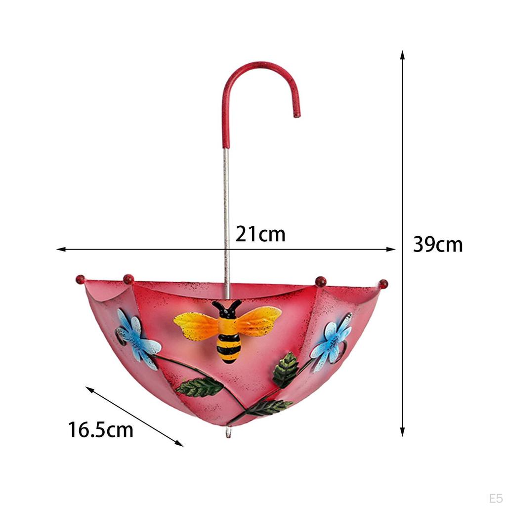 Hanging Bird Feeder Umbrella Shaped Food Container Metal for Balcony