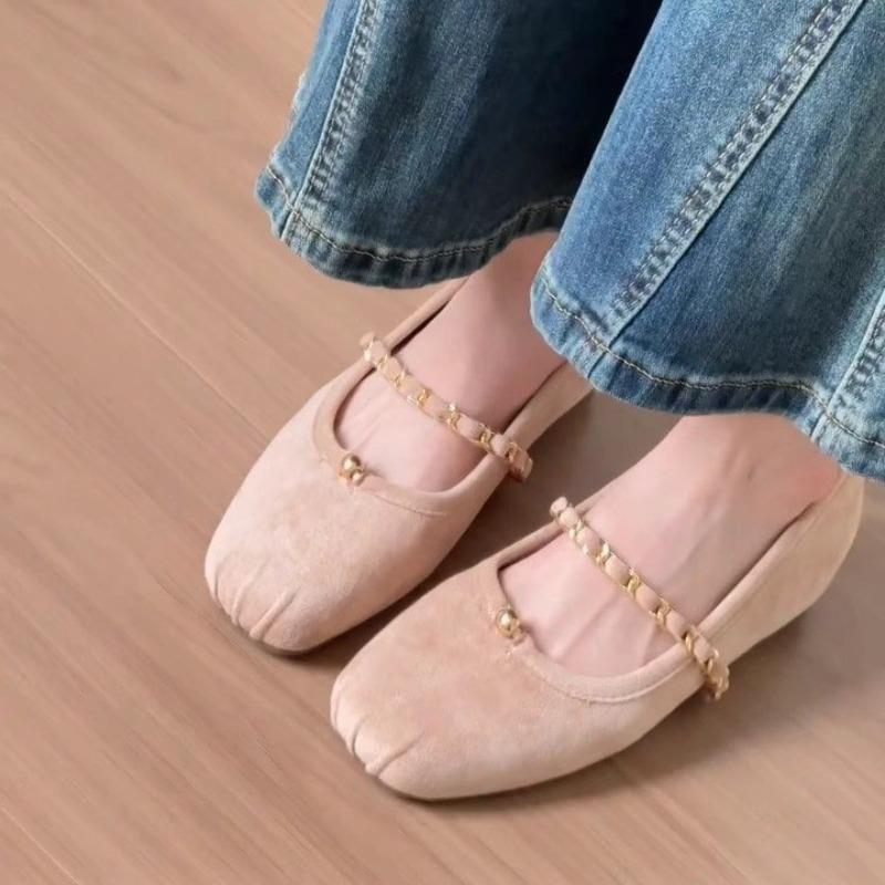 

Gentle and thin evening shoes autumn new light mouth suede Mary Jane single shoes women 40 абрикосовый