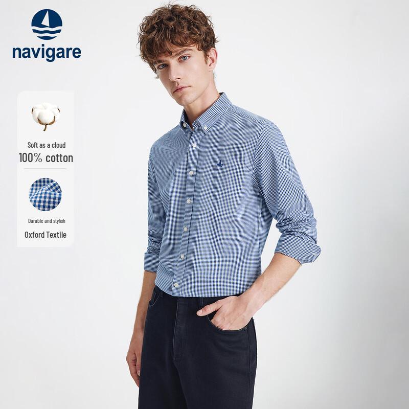 Navekaile Men s Long-Sleeve Plaid Shirt M