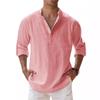 Cotton Linen Shirts for Men Casual Shirts Lightweight Long Sleeve Henley Beach Shirts Hawaiian T Shirts for Men Streetwear